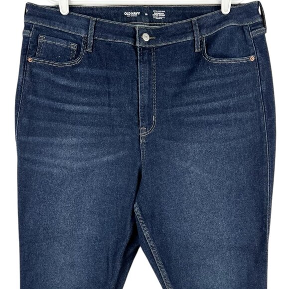 Old Navy Women's Rock Star Super Skinny Blue Jeans Sz 18 Extra High Rise Stretch - Picture 3 of 10